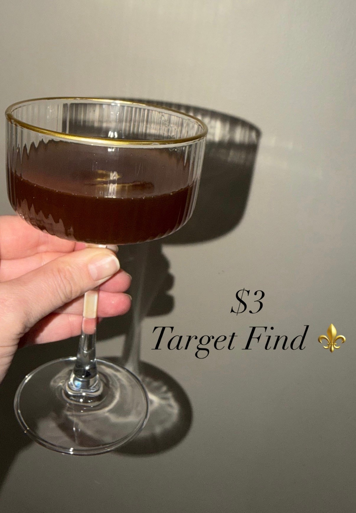 These $3 gold rim glass coupes had to come home with me
My weekend Target find 😍

#LTKmusthave #LTKsale #LTKbudget
#TargetStyle #TargetDeals
#CocktailHour #HomeBar #EntertainingIdeas
#NeutralHome #TimelessStyle
#BudgetFinds #ElevatedEveryday #AffordableHome #LTKhome #LTKfinds #LTKunder10 #LTKaffordable #GoldGlassware
#TargetFinds #TargetHome
#GoldRimGlass #CoupeGlass #BarCartStyle #FindsUnder5
#EntertainingAtHome #HostessFinds
#AffordableFinds #ChicOnABudget #HomeFinds

#LTKHome #LTKSaleAlert