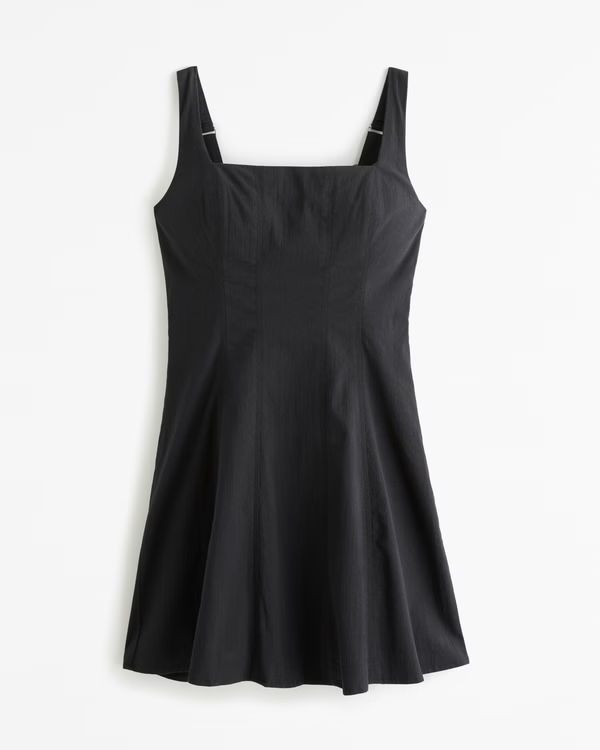 Stretch Cotton A-Line Mini Dress | Abercrombie & Fitch (US)
