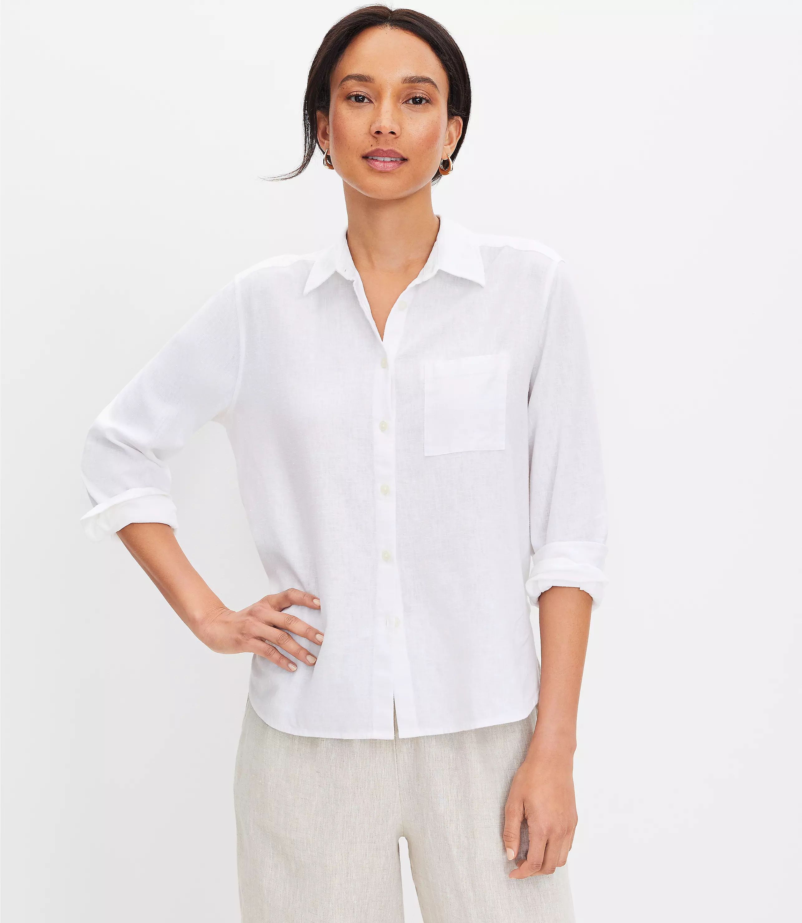 Petite Relaxed Linen Blend Shirt | LOFT