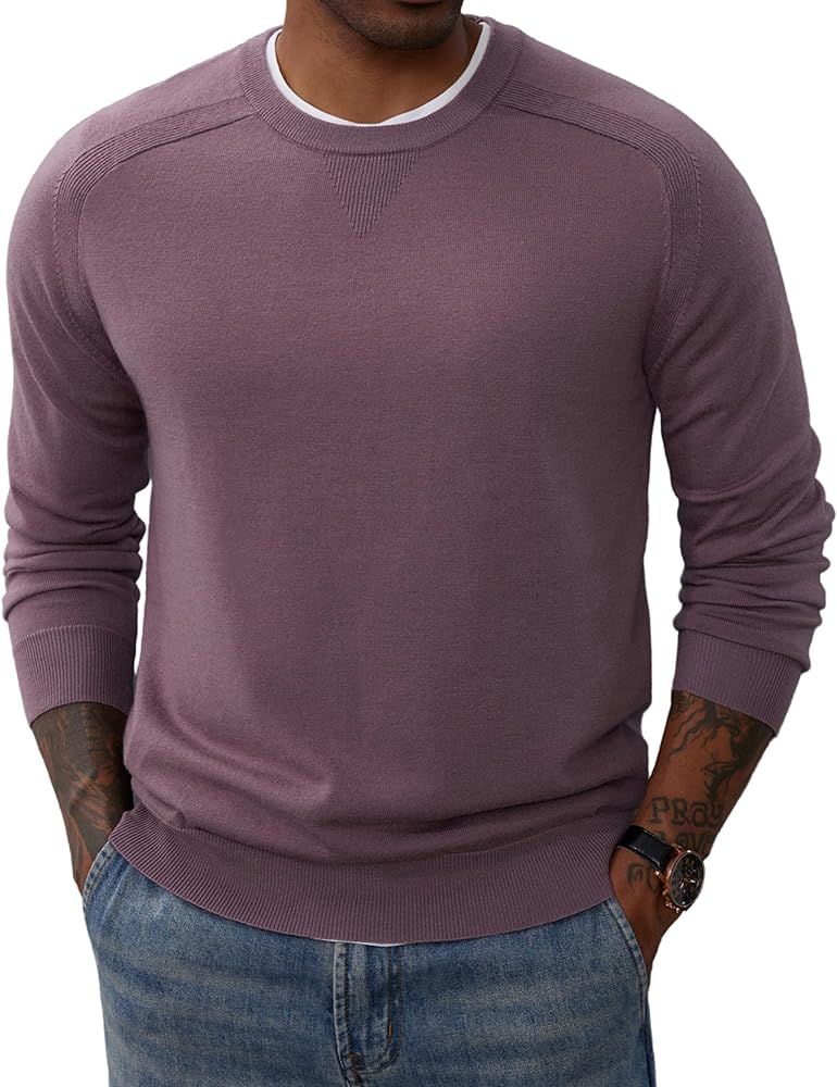 PJ PAUL JONES Men's Crewneck Sweaters Casual Crew Neck Sweatshirt Wool Blend Knit Pullovers | Amazon (US)