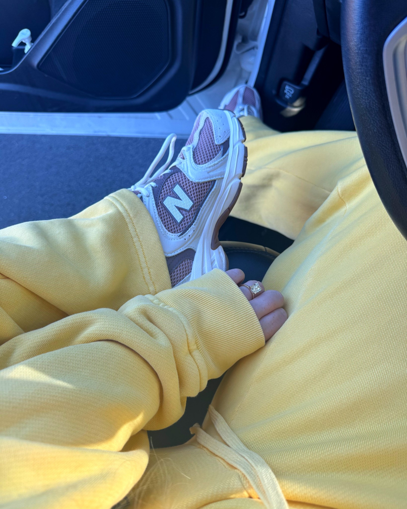 New brown New Balance 530s 🤎
Who else loves the color combo of brown + yellow?! 

#LTKootd #LTKSeasonal #LTKMidsize