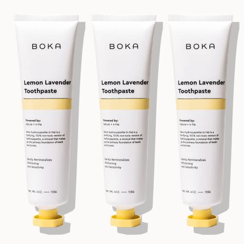 Boka Fluoride Free Toothpaste Nano Hydroxyapatite, Helps Remineralize, Appropriate for Sensitive Teeth, Whitening - Lemon Lavender Flavor, 4oz 3Pk - US Manufactured | Amazon (US)