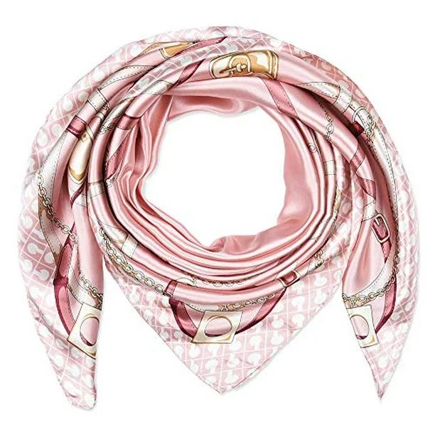 Corciova 35 x 35 Women Polyester Silk Feeling Hair Scarf for Sleeping Pale Pink Chains and Belts ... | Walmart (US)