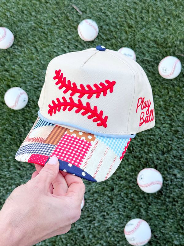 Baseball Laces Patch Bill Hat-Pre Order | Poppy & Pine
