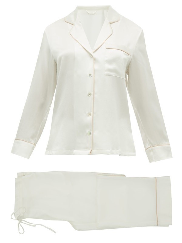 Piped-edge silk-satin pyjamas | Matches (US)