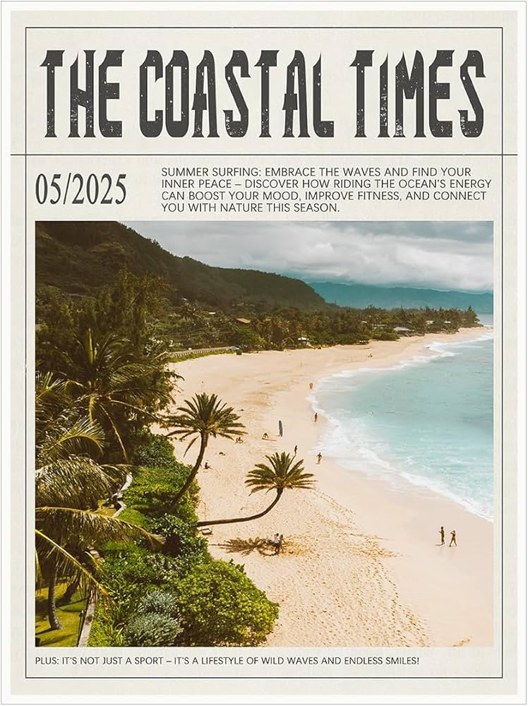 Summer Surf Print Wall Art Vintage Coast Times Beach Landscape Canvas Poster Room Aesthetic Decor... | Amazon (US)