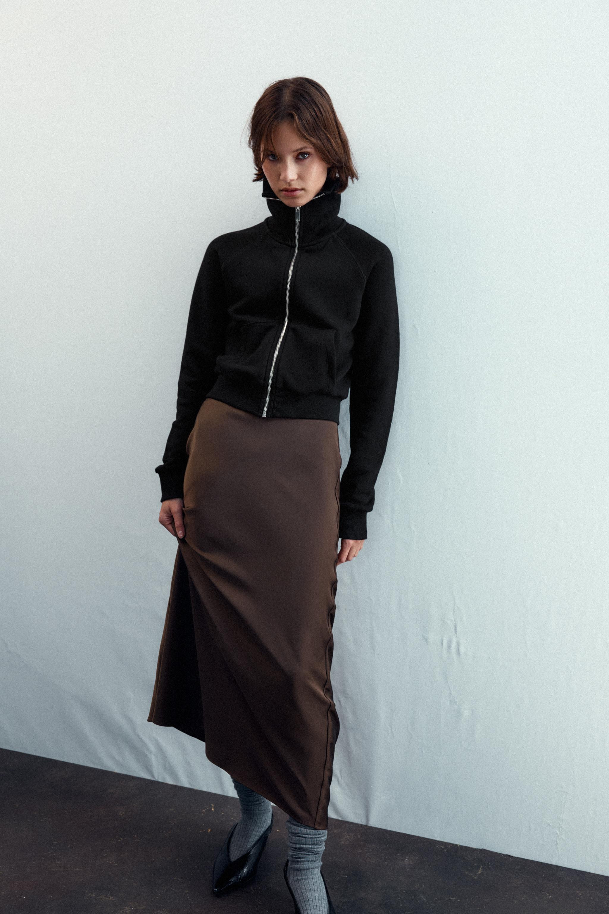 SATIN EFFECT MIDI SKIRT | Zara US