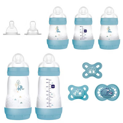 MAM Baby Essentials Gift Set - Denim - 10pc: BPA-Free, BPS-Free, Silicone Nipples, Includes Pacifiers | Target