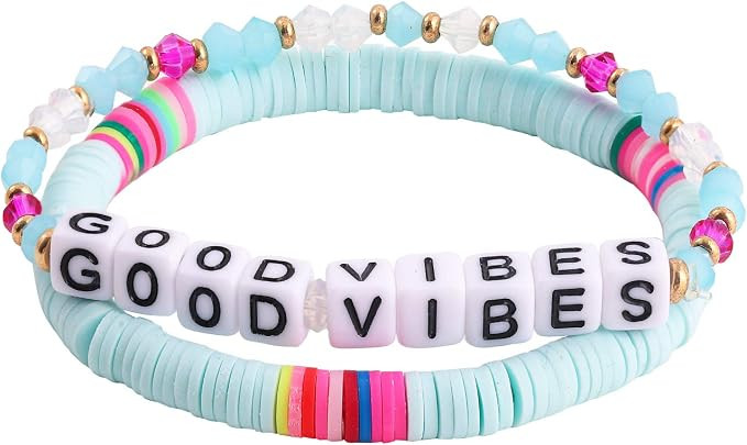 ERPELS Heishi Bracelets Stackable Rainbow Vinyl Disc Bead Surfer Stretch Crystal Bracelets Elasti... | Amazon (US)