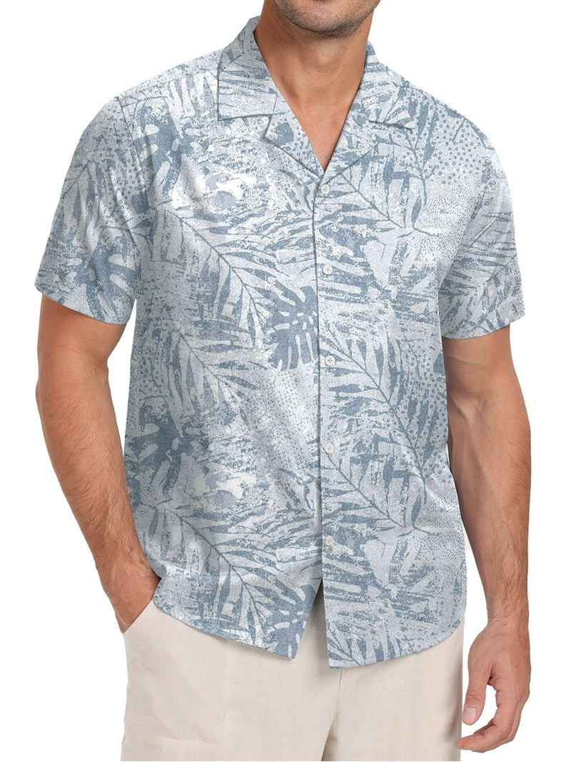GIRUNS Men's Hawaiian Beach Short Sleeve Button Down Shirt Tropical Cuban Collar Casual Shirt | Walmart (US)