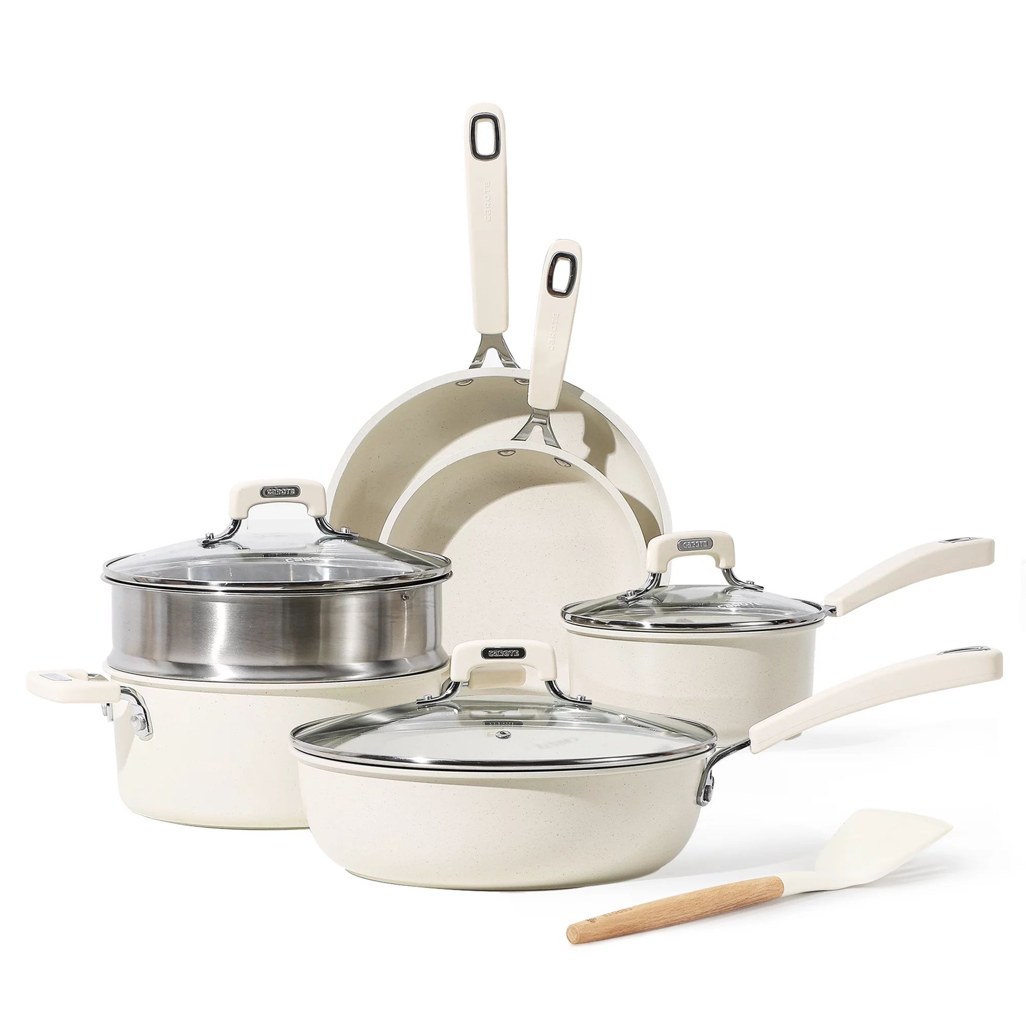 Carote Nonstick Pots and Pans Set, 10 Pcs Induction Kitchen Cookware Sets (White Granite) | Walmart (US)