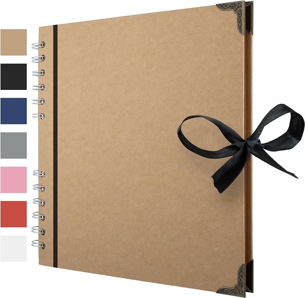 Bstorify Scrapbook Album 60 Pages (8 x 8 Inch) Brown Thick 200gsm Kraft Paper, Photo Album Scrapb... | Amazon (US)