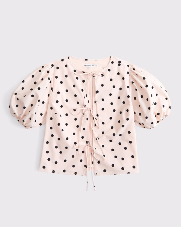 Women's Short-Sleeve Tie-Front Top | Women's Tops | Abercrombie.com | Abercrombie & Fitch (US)