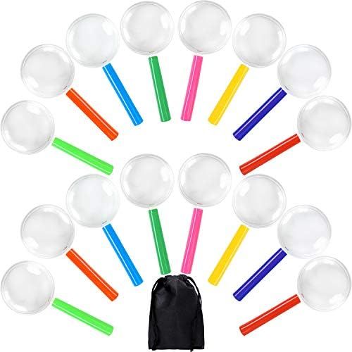 ELCOHO 16 Pack Magnifying Glasses Plastic Colorful Magnifying Glasses for Party Favors Educational T | Amazon (US)