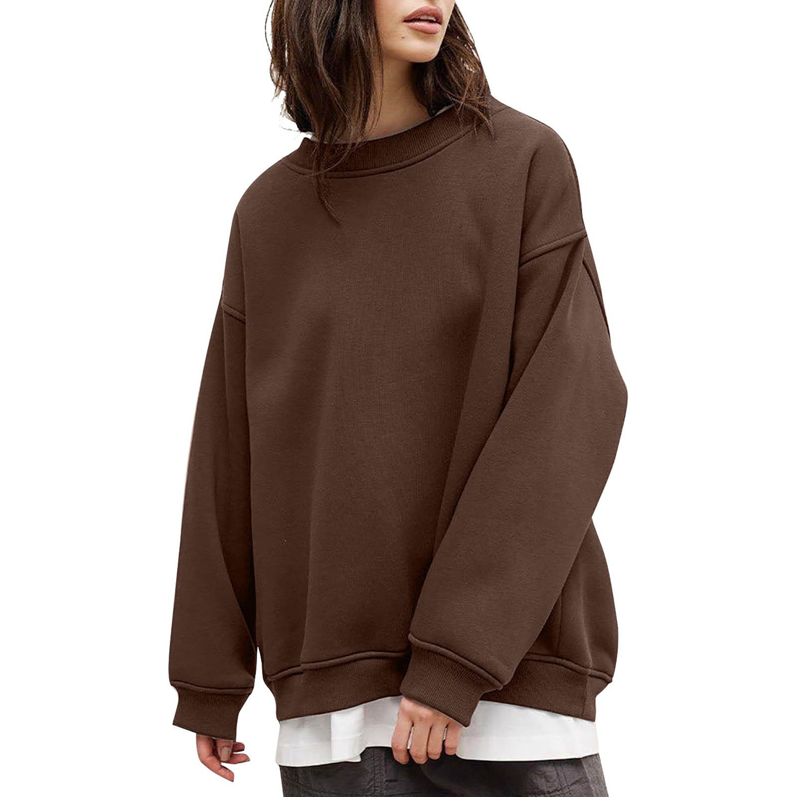 qolati Womens Oversized Sweatshirts Long Sleeve Drop Shoulder Crew Neck Pullover Sweaters Casual ... | Walmart (US)