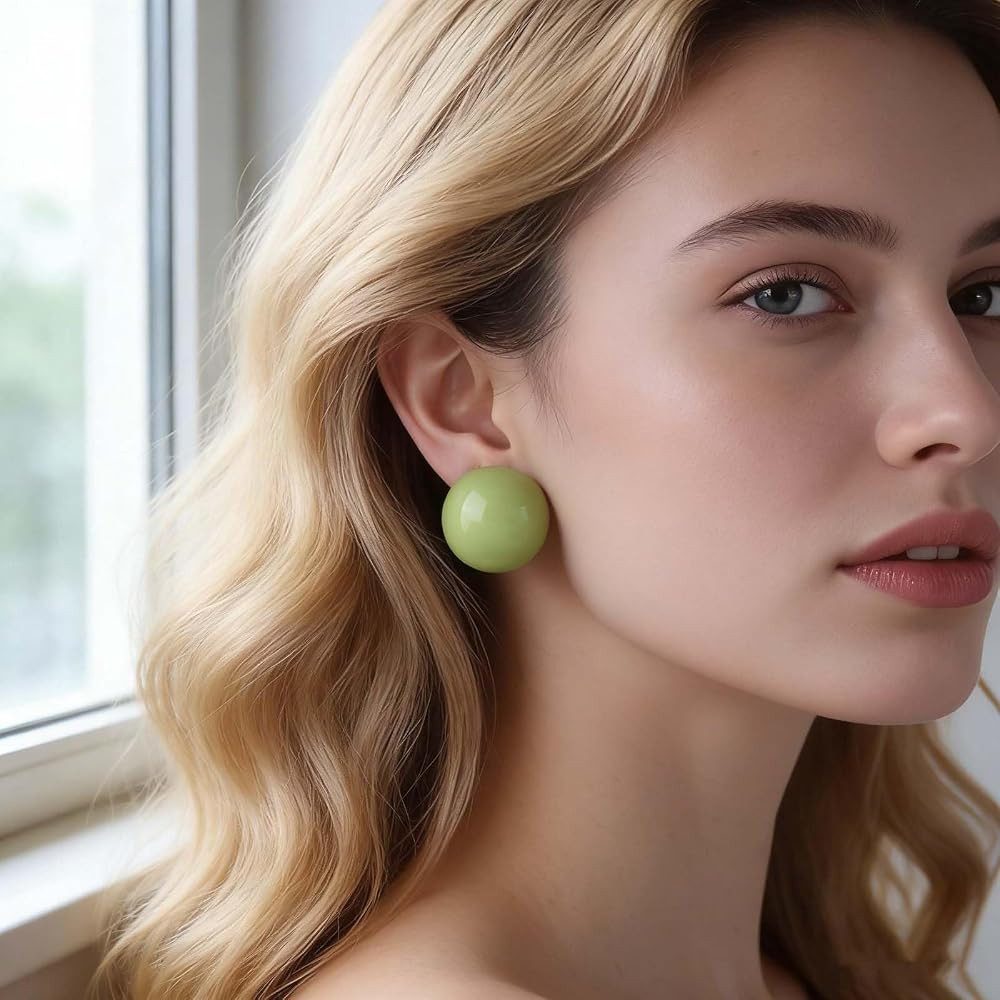 Large Acrylic Ball Earrings White Resin Big Half Dome Earrings Resin Round Ball Studs Candy Color... | Amazon (US)
