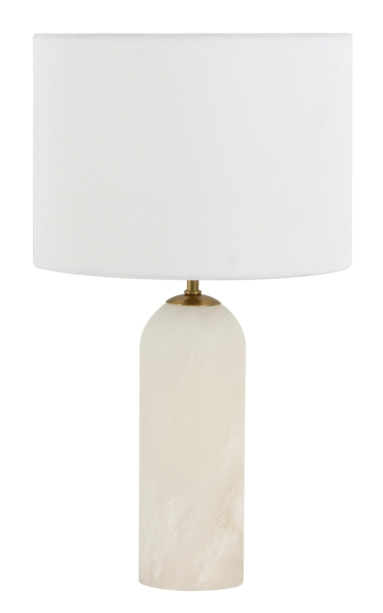 Beacon Lighting Firma 2 Light Table Lamp in Alabaster with White Linen Shade | Amazon (US)
