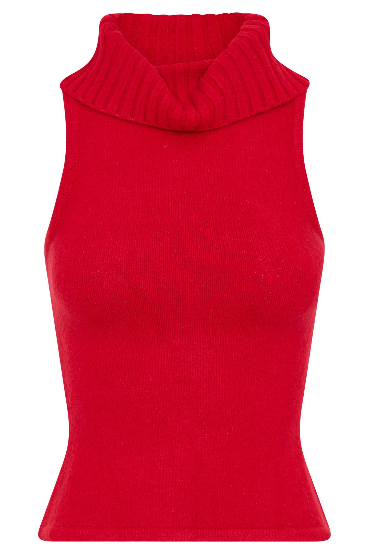 Roll Neck Knit Top - Red | MESHKI US