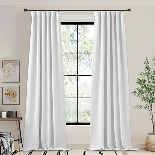 NICETOWN Room Darkening Greyish White Curtains 120 inches Long, Rod Pocket/Back Tab/Hook Light Block Voice Reducing Window Treatment for Living Room/Girls Bedroom, W50 x L120, 1 Panel | Amazon (US)