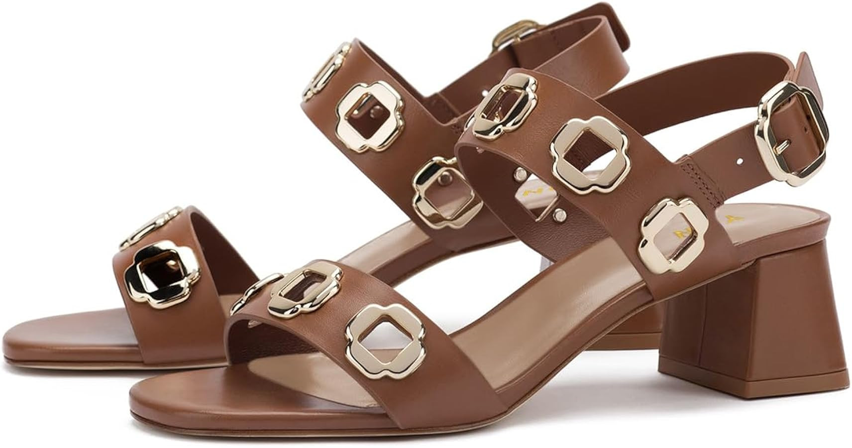Amazon.com | YDN Women's Fashion Open Toe Sandals Chunky Block Dressy Low Heels Backstrap with Bu... | Amazon (US)