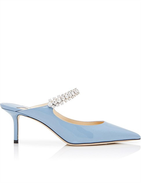 Jimmy Choo Ballet-pink Patent Leather 65mm Mules With Crystal Strap | David Jones | David Jones (Australia & New Zealand)