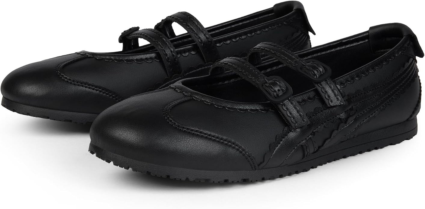 Ballet Sneakers for Women Mary Jane Flats Walking Shoes Slip On with Elastic Straps with Memory F... | Amazon (US)