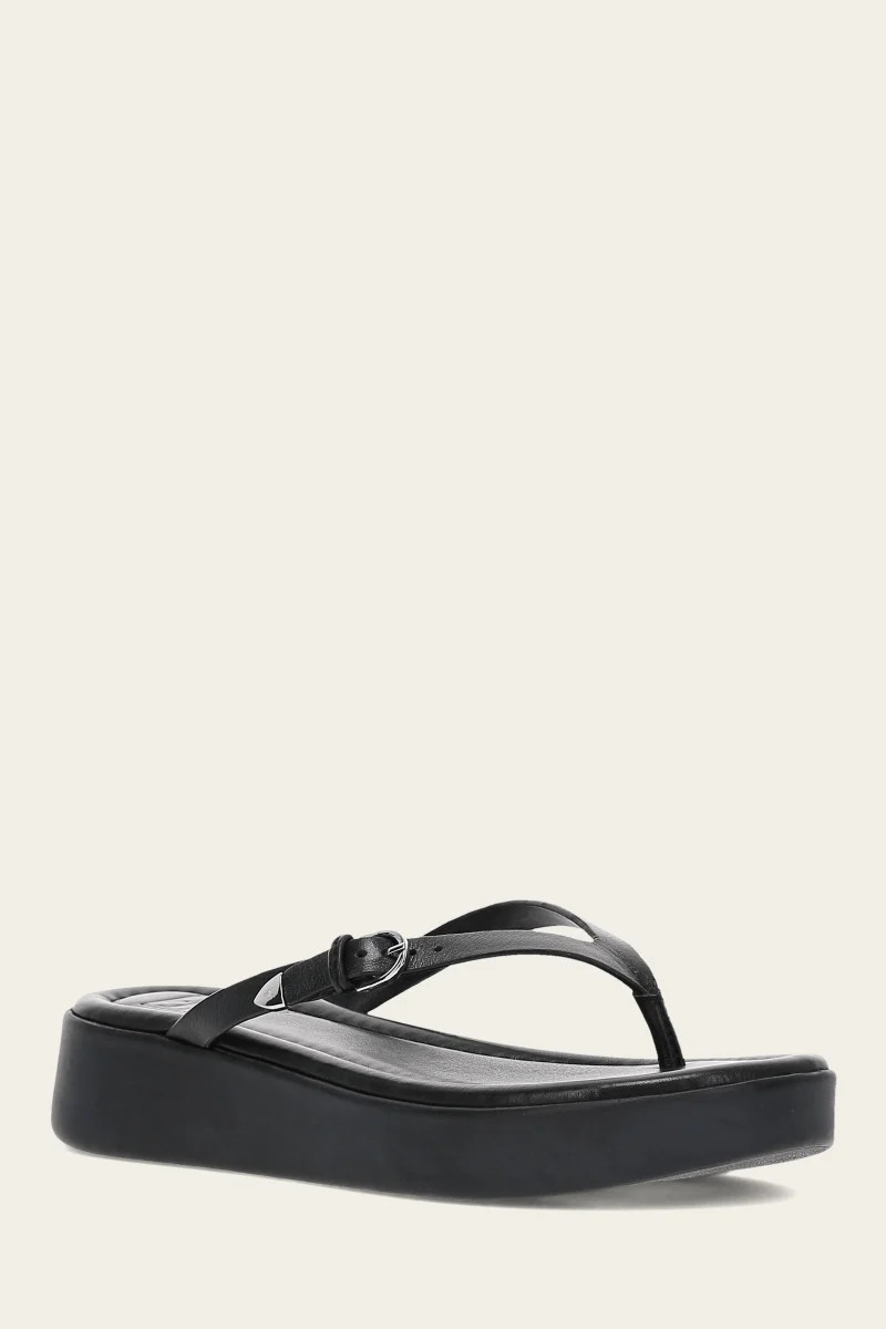 Women's Black Maya Buckle Thong Sandals | The Frye Company | FRYE