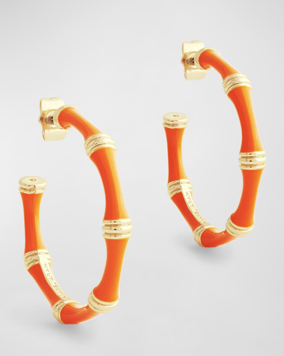 Bamboo Enameled Hoop Earrings | Neiman Marcus