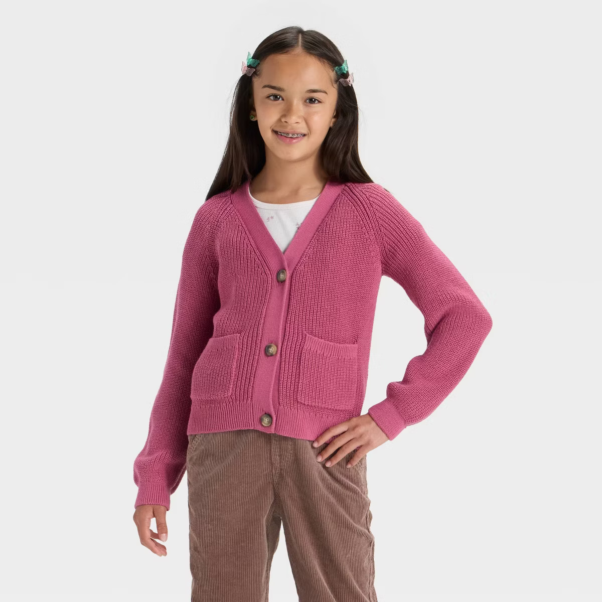 Girls' V-Neck Button-Front Sweater - Cat & Jack™ | Target