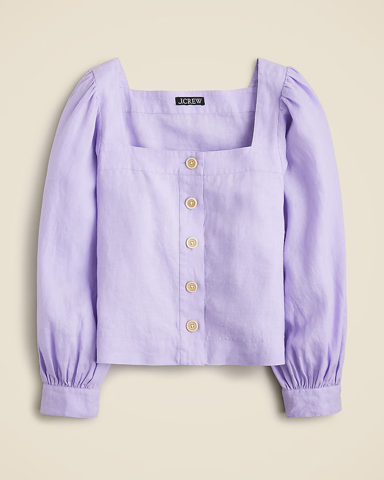 Squareneck button-up top in linen | J. Crew US
