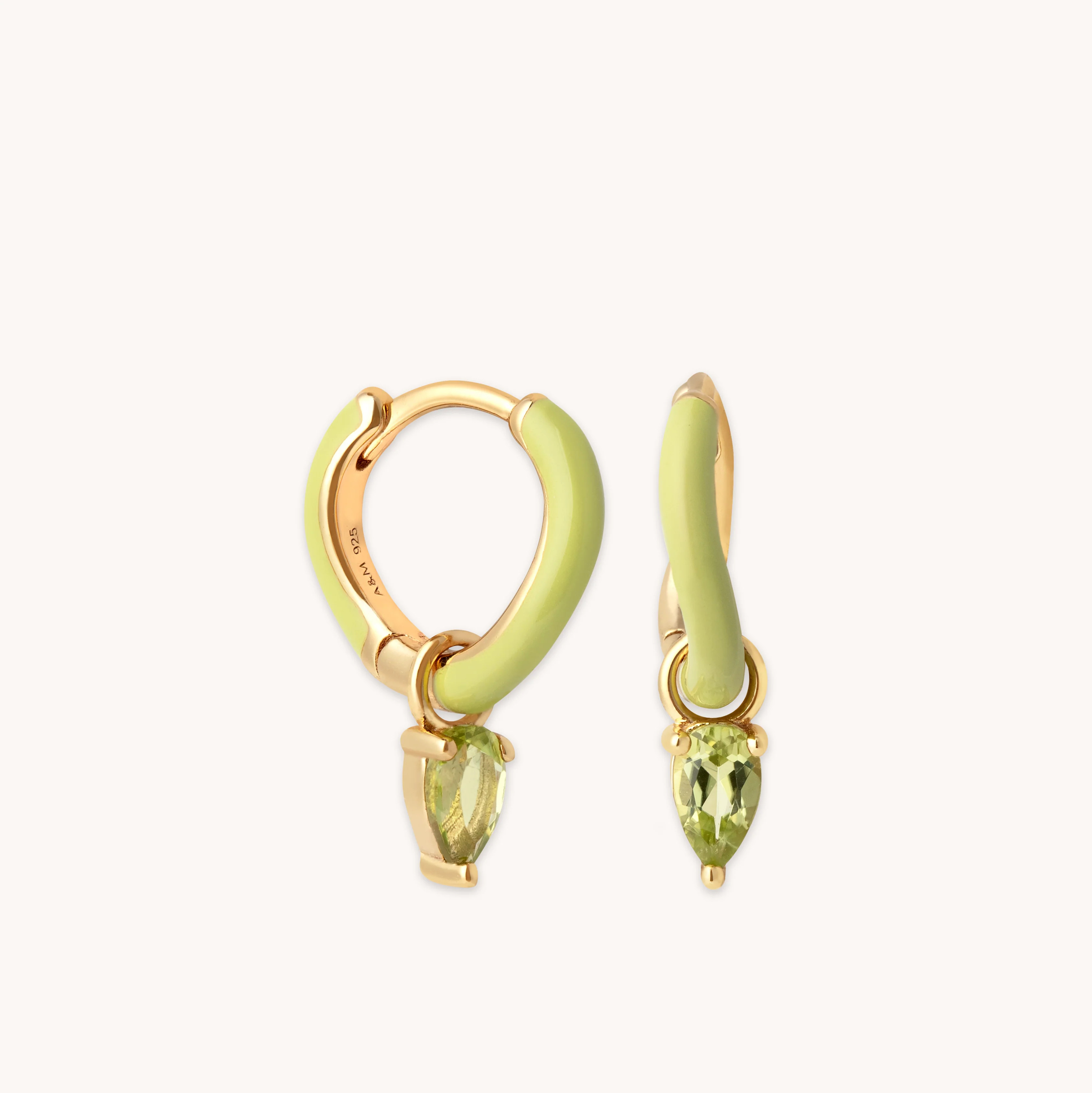 Olivine Enamel Gold Huggies | Astrid & Miyu Earrings | Astrid and Miyu
