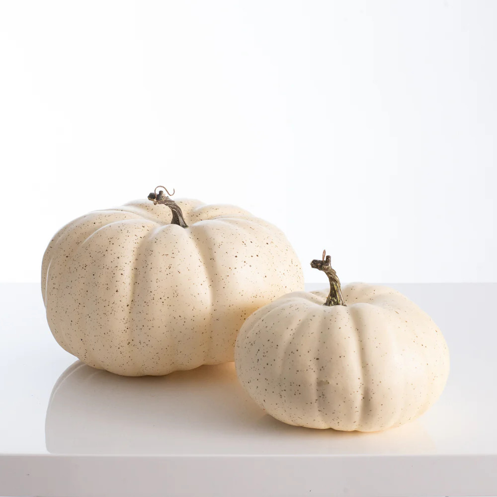 Cream Speckled Thanksgiving Harvest Halloween Pumpkins | Darby Creek Trading