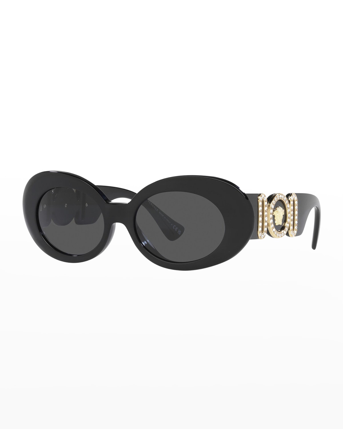 Medusa Embellished Oval Acetate Sunglasses | Neiman Marcus