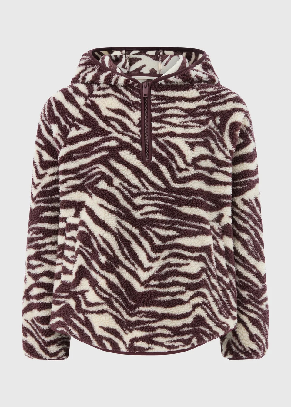 Burgundy Zebra Fleece Hoodie | Matalan (UK)