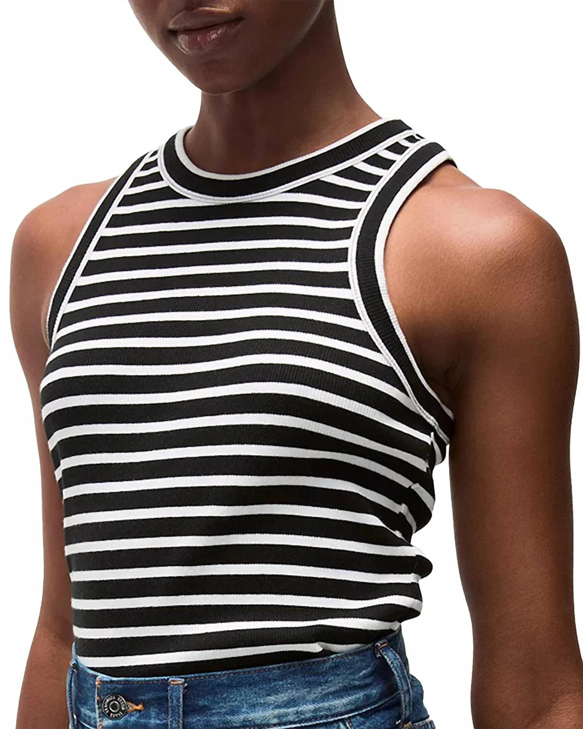 Cropped Jordyn Tank In Black/white | Shop Simon