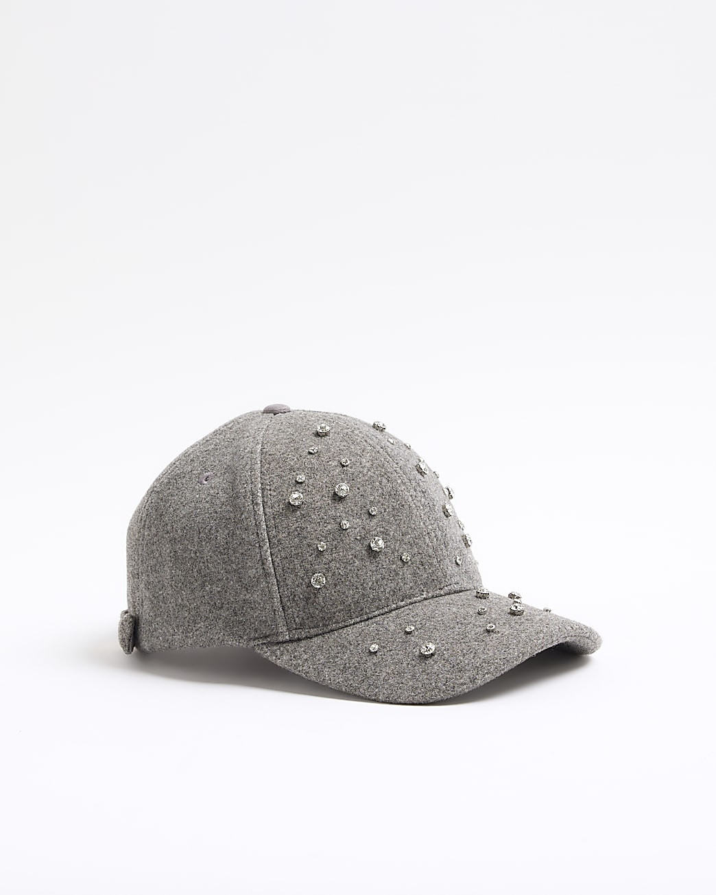 Grey diamante wool cap | River Island (UK & IE)