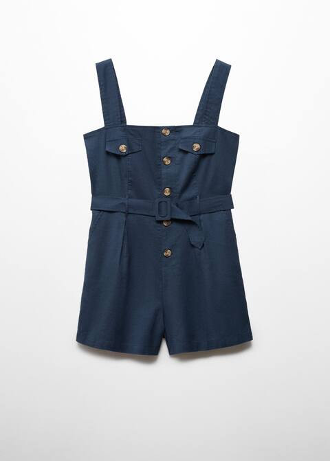 Short jumpsuit with buttons -  Women | Mango USA | MANGO (US)