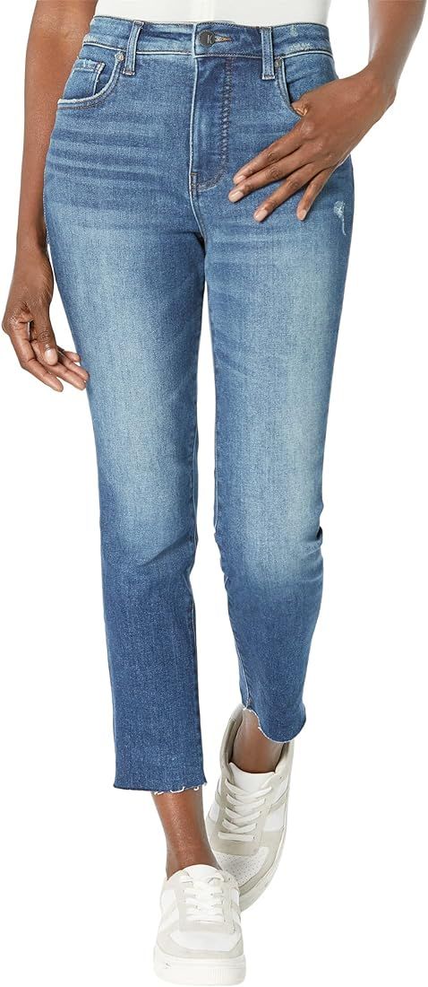 KUT from the Kloth womens Reese High-rise Fab Ab Ankle Straight Raw Hem in Relieve | Amazon (US)