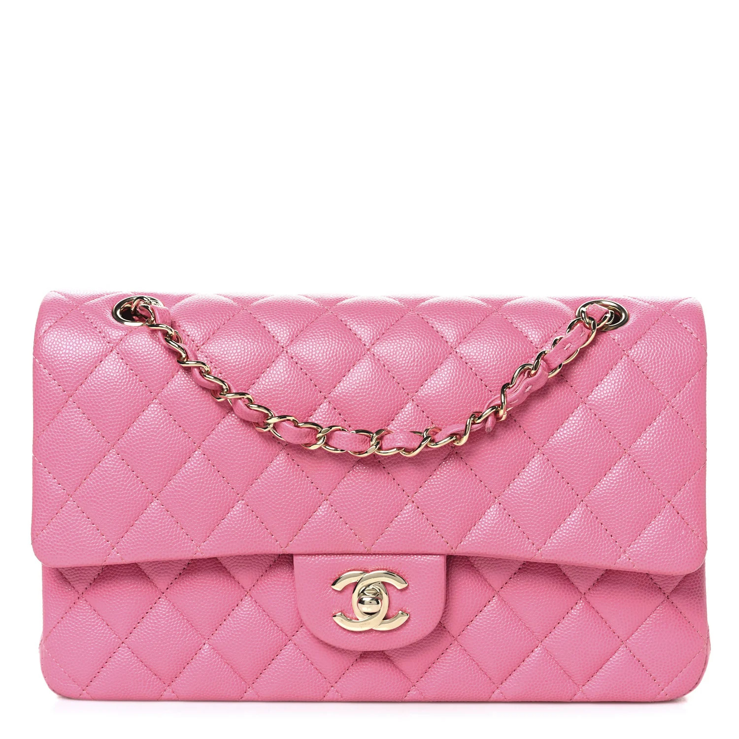 Caviar Quilted Medium Double Flap Pink | FASHIONPHILE (US)