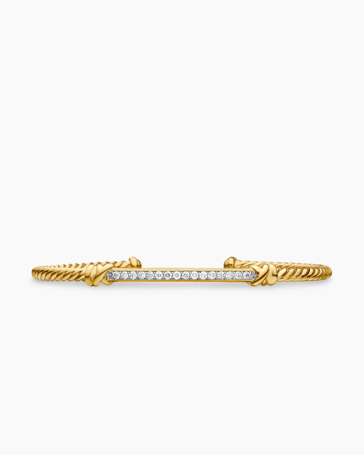 David Yurman | Petite Helena Cablespira Station Bracelet in 18K Yellow Gold with Diamonds, 3mm | David Yurman