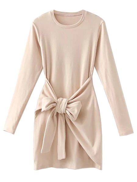 'Alena' Long Sleeves Front Tied Wrap Dress | Goodnight Macaroon