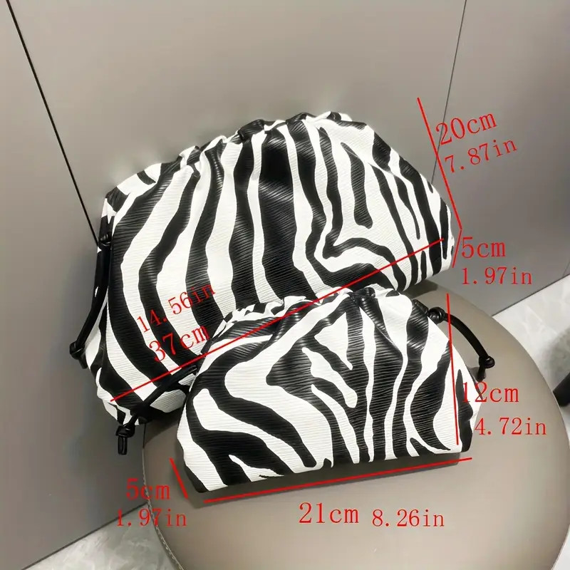 Zebra Striped Drawstring Clutch Bag Women's Cloud Ruched - Temu | Temu Affiliate Program