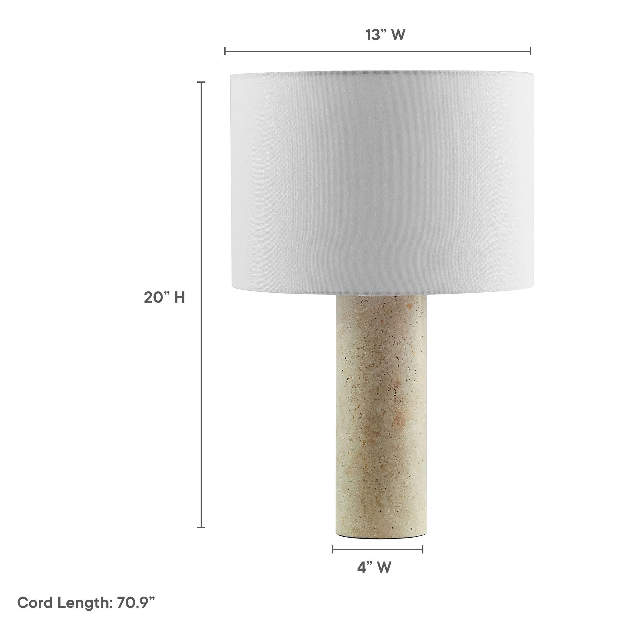 Modway Zenith Travertine Table Lamp With Fabric Drum Shade in Travertine | Walmart (US)