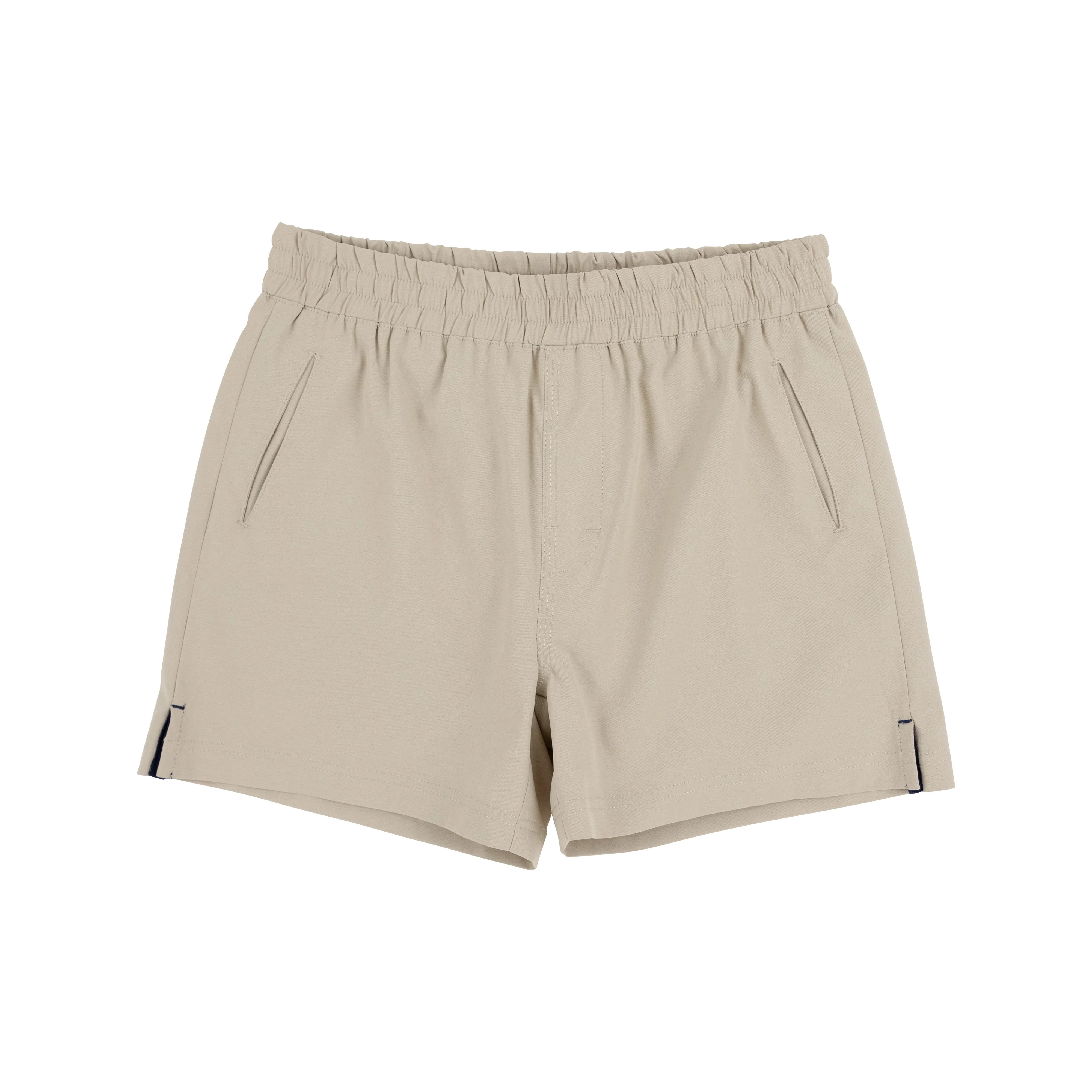 Prepletic™ Sheffield Shorts - Keeneland Khaki with Nantucket Navy Stork | The Beaufort Bonnet Company