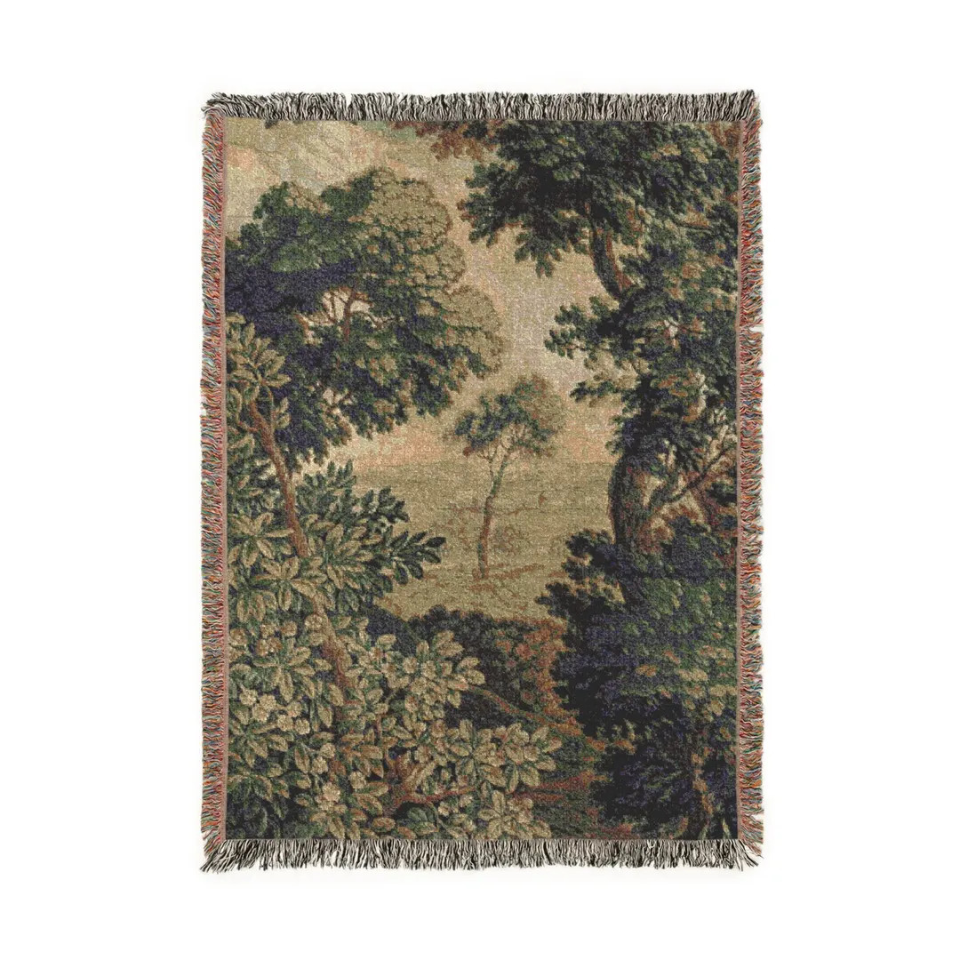 French Verdure Tapestry Blanket: Woven Cotton Antique Landscape Art - Etsy | Etsy (US)