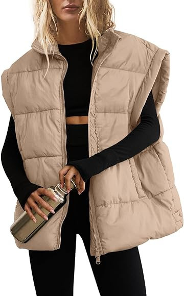 SENSERISE Womens Oversized Puffer Vest Quilted Vest Zip Up Padded Gilet Puffy Coats Bubble Jacket... | Amazon (US)