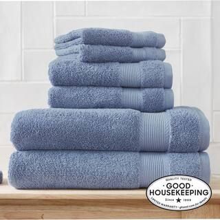 StyleWell 6-Piece HygroCotton Bath Towel Set in Washed Denim 6pcSet_W_Denim | The Home Depot