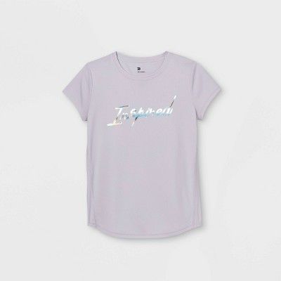 Girls' Short Sleeve 'Inspired' Graphic T-Shirt - All in Motion™ Gray | Target