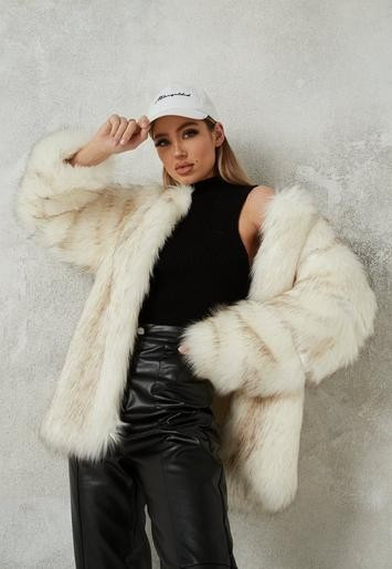 White Pelted Sleeve Faux Fur Coat | Missguided (UK & IE)