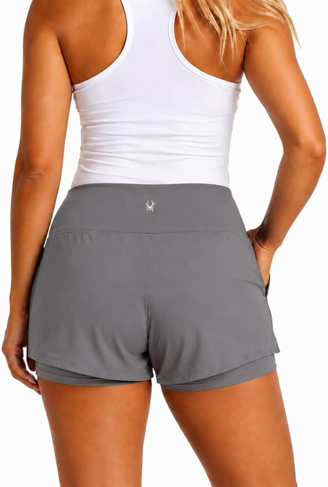 Spyder Women's 2-in-1 Running Shorts - Quick-Dry Stretch Activewear with Compression Liner & Pock... | Amazon (US)